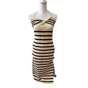 House of Harlow 1960 Revolve Twist Front Crochet Maxi Dress Cream Black